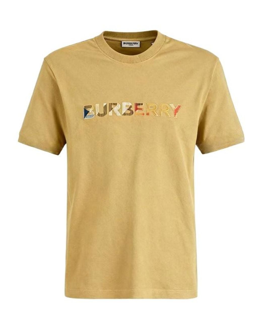 Burberry Yellow Checked Logo Crewneck T-Shirt