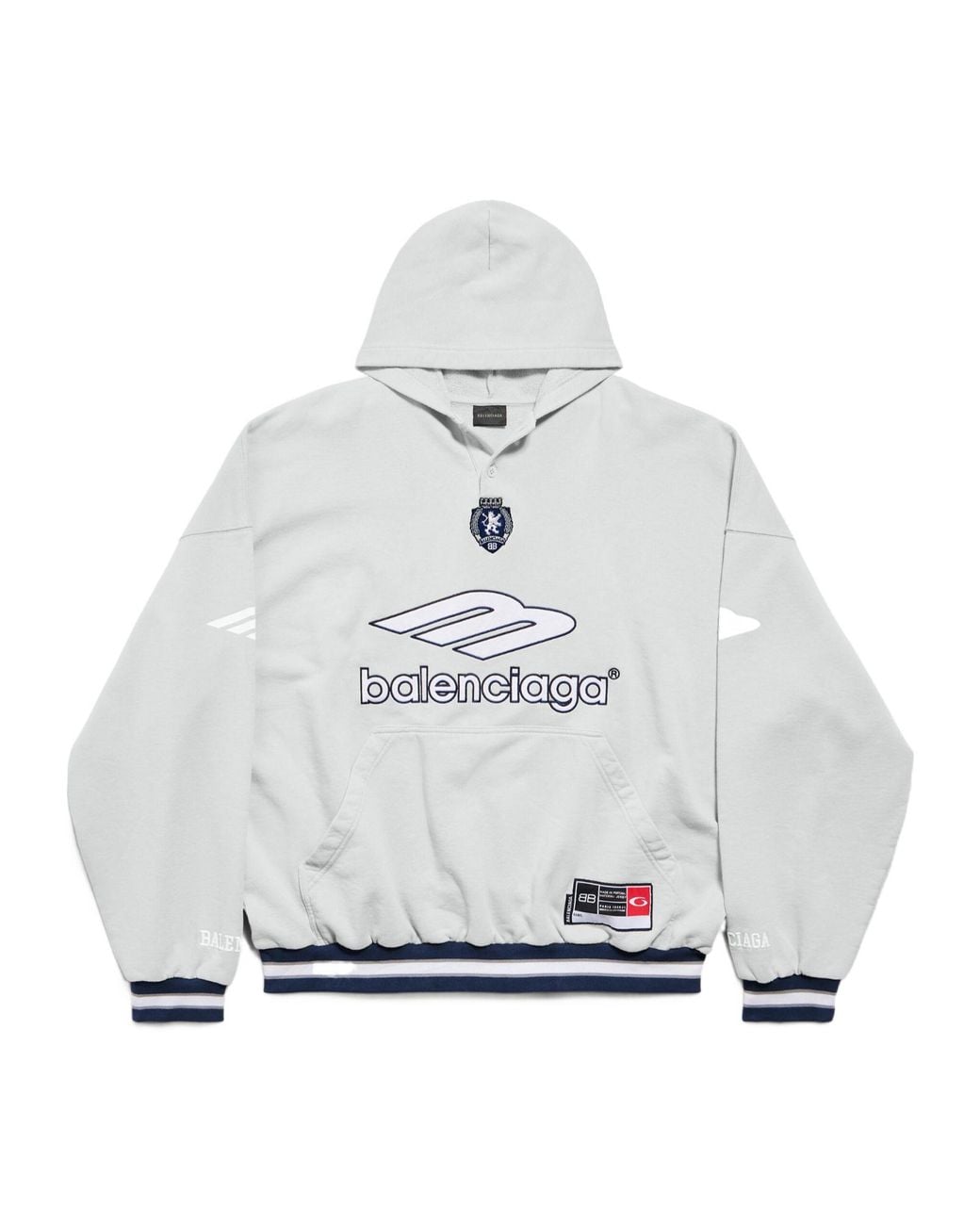 Balenciaga Gray Logo-Detailed Polo Hoodie for men