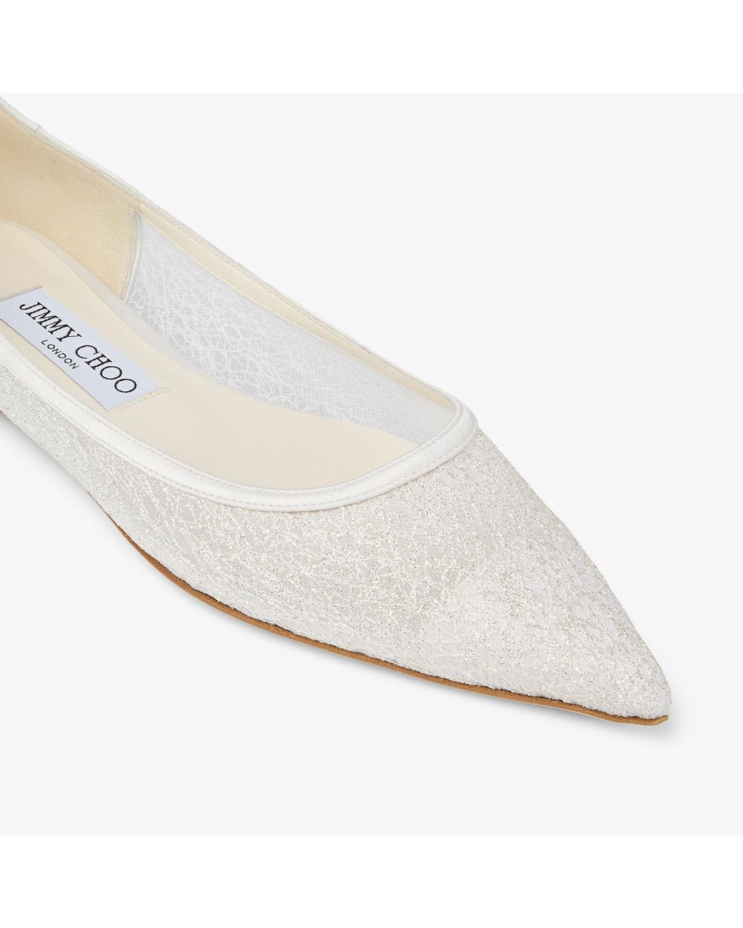 Jimmy Choo White Candyfloss Glitter Flats