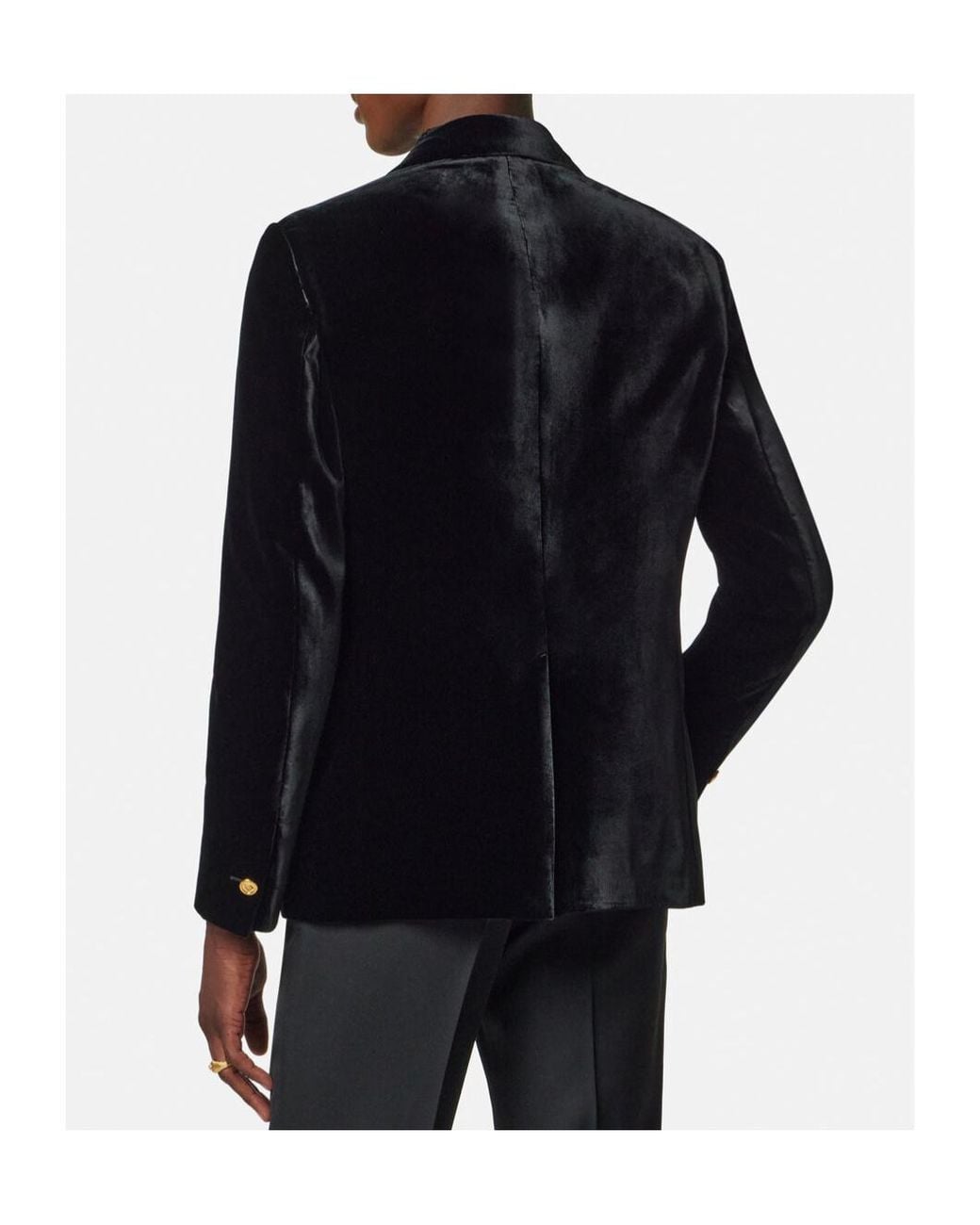 Versace Black Single-Buttoned Velvet Blazer for men