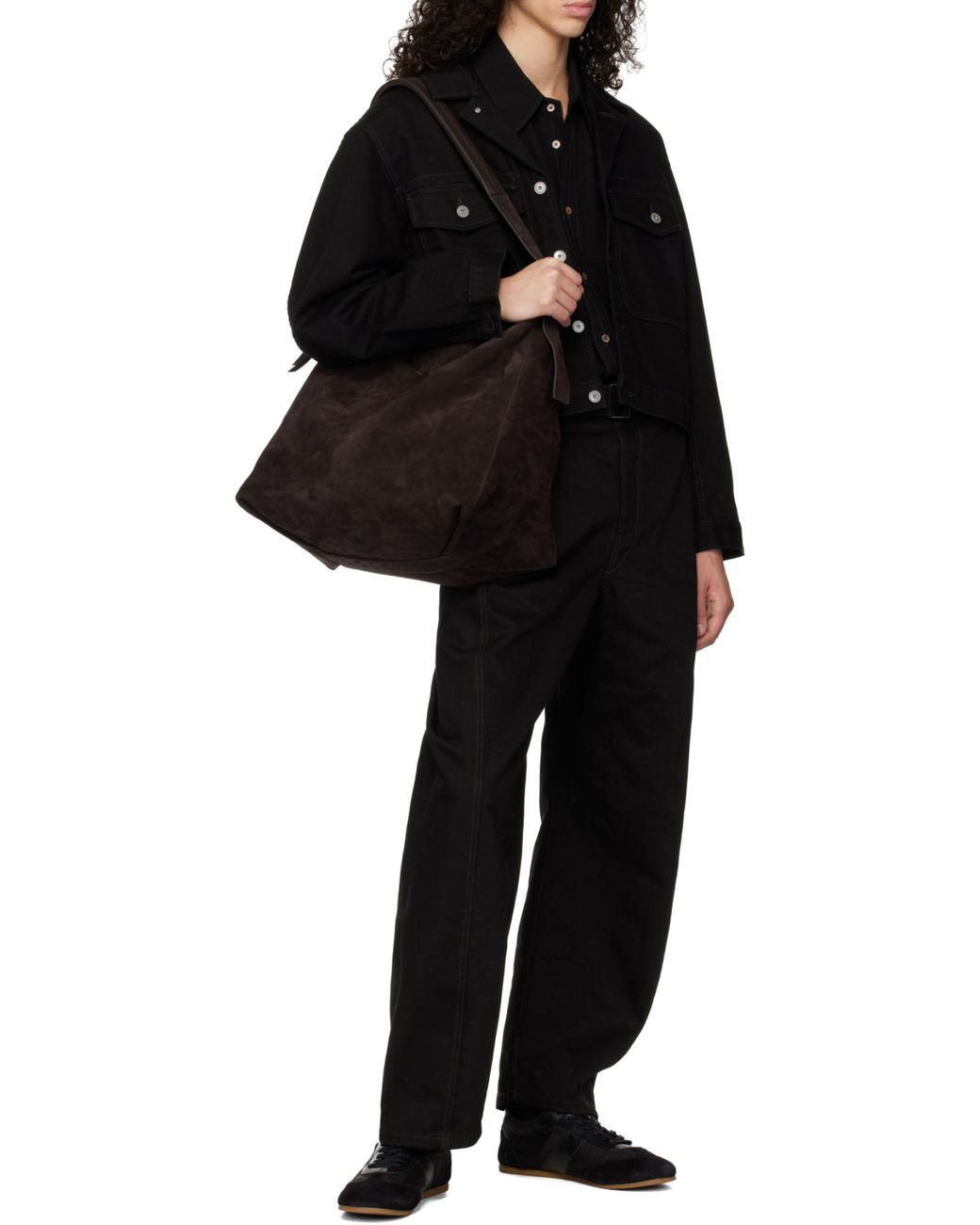 Lemaire Black Belted Zipped Hobo Bag