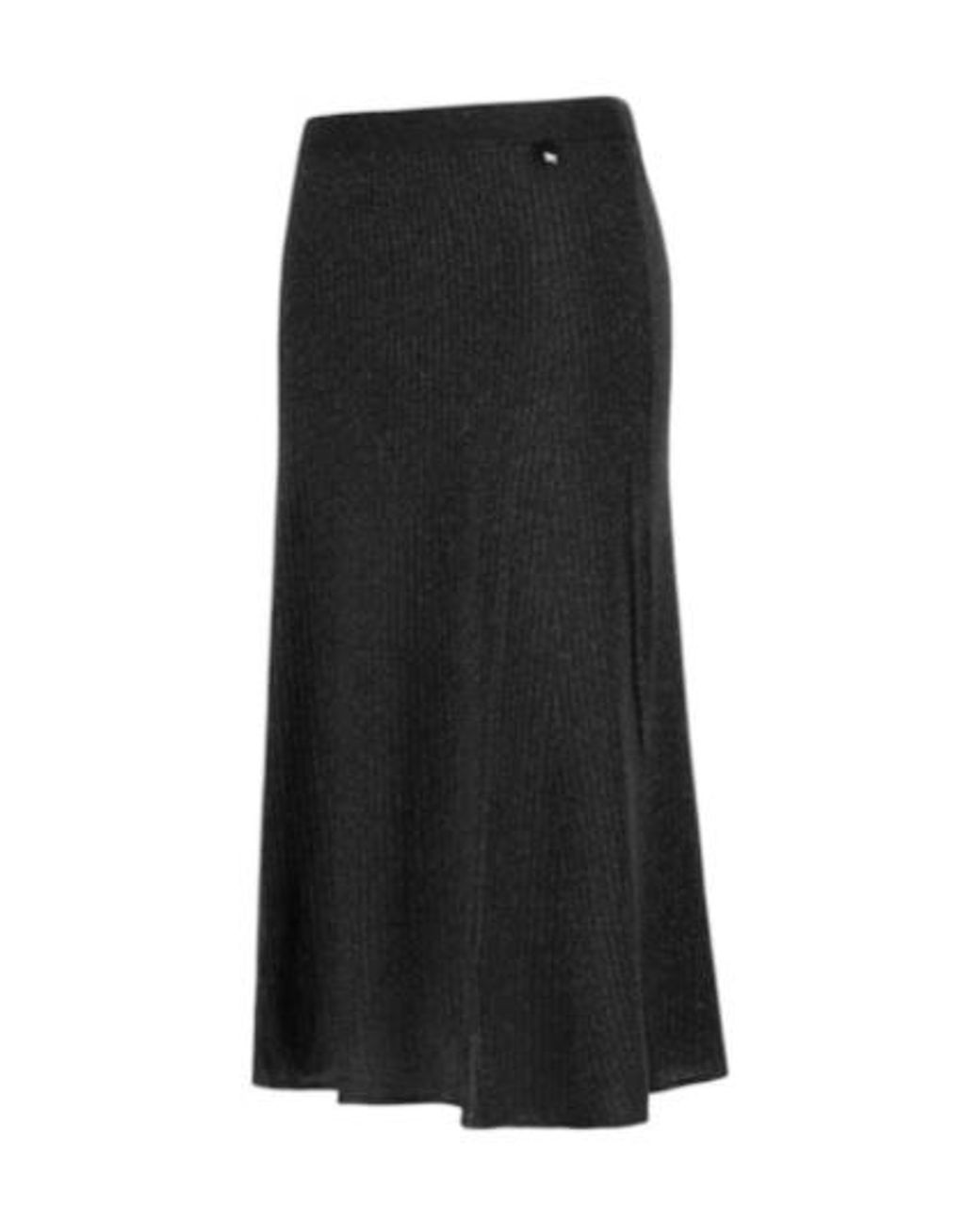 Herno Black Ribbed Midi Skirt