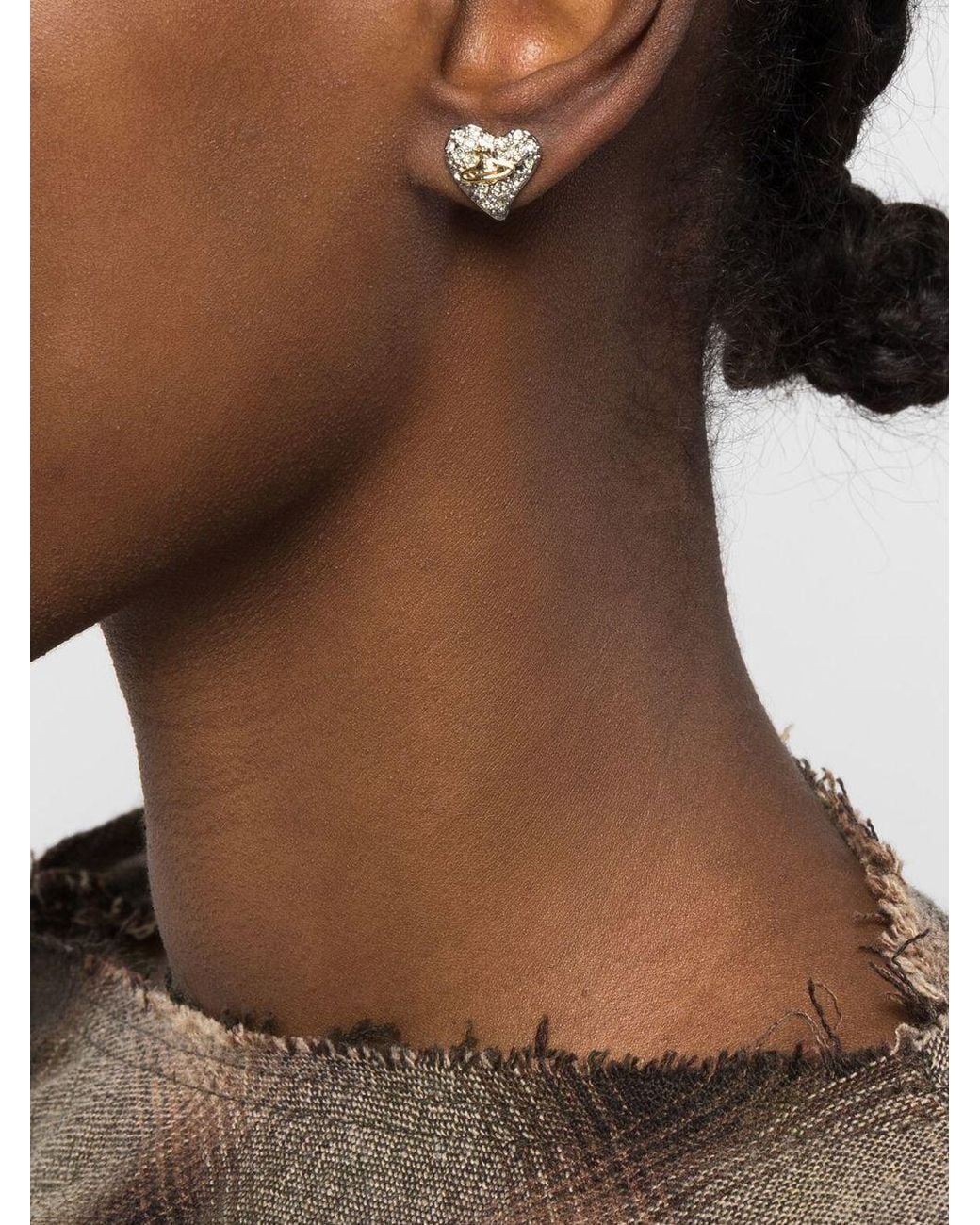 Vivienne Westwood Metallic Petra Heart-Shape Stud Earrings