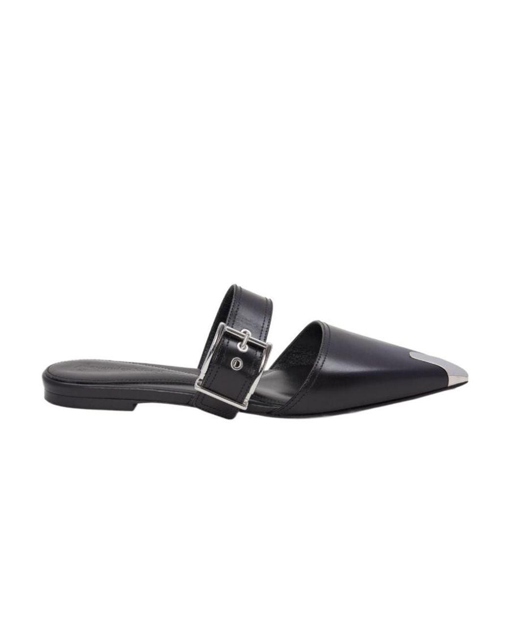 McQueen Black Punk Flat Mules