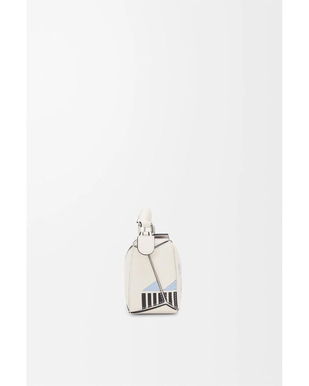 Loewe White Mini Puzzle Futurist Cat Tote Bag