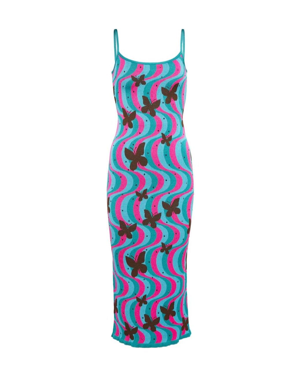 Alessandra Rich Blue Jacquard Midi Dress