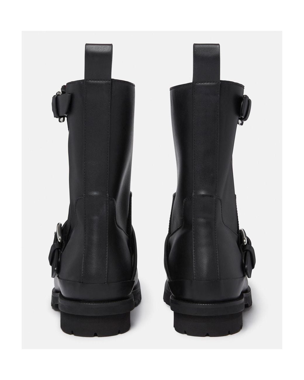 Stella McCartney Black Trace Buckle-Strap Biker Boots