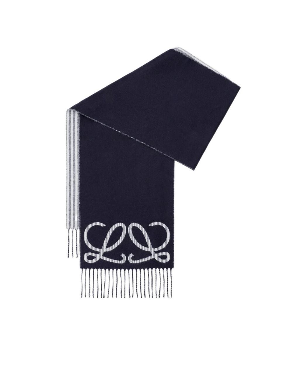 Loewe Blue Anagram Fringed Edge Scarf
