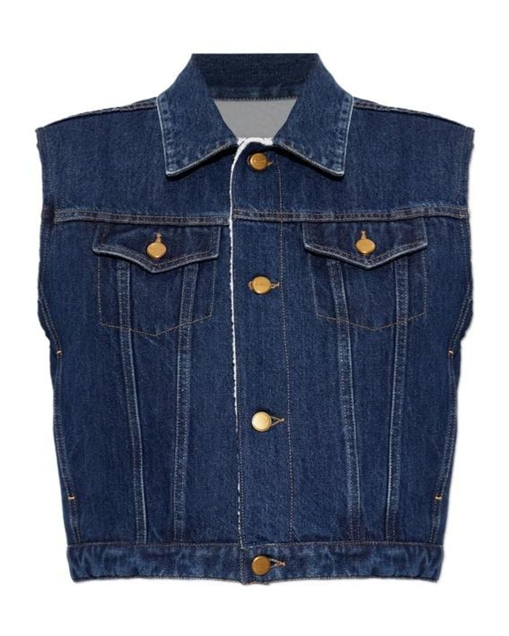 Jil Sander Blue Cropped Sleeveless Waistcoat