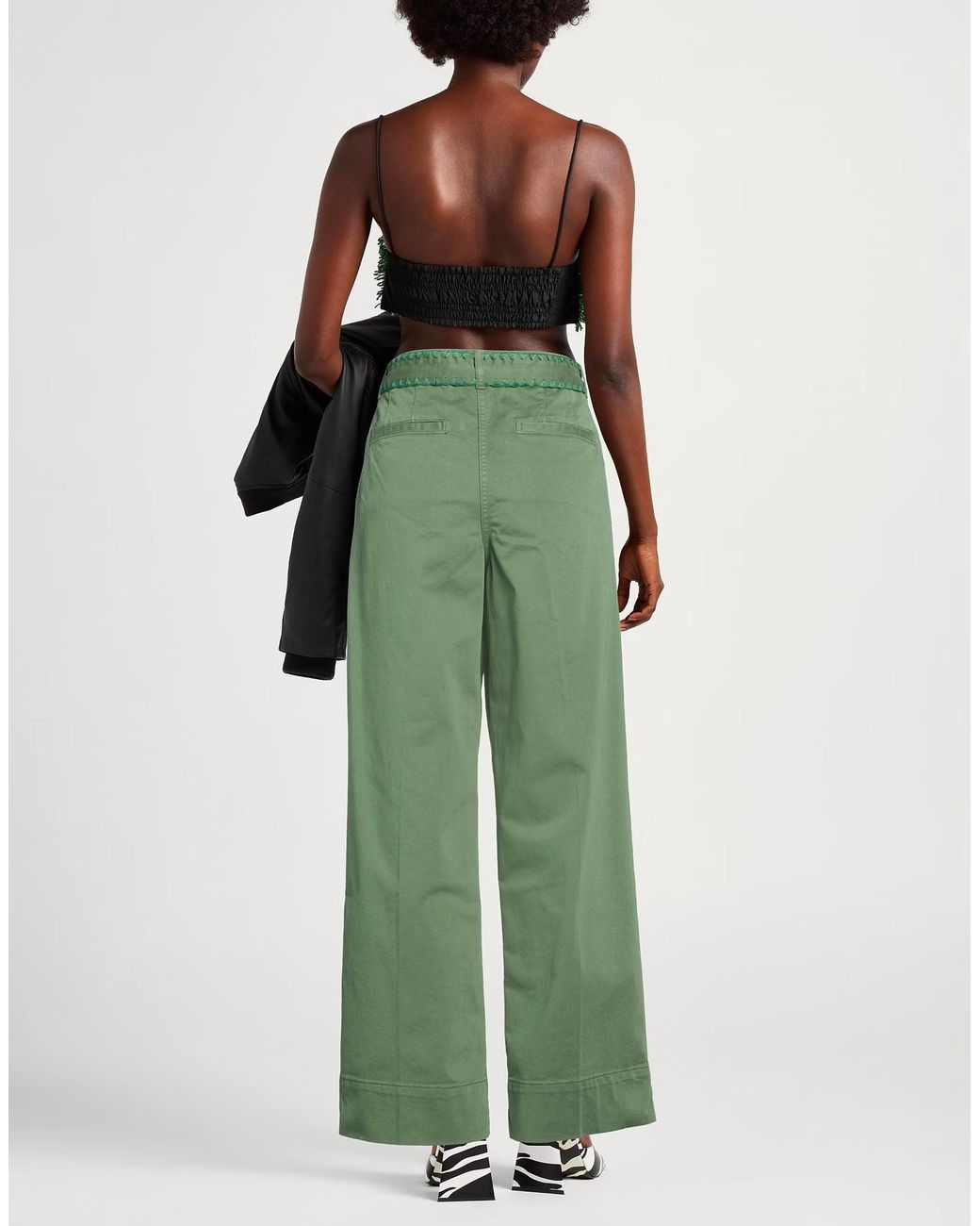 Farm Rio Green Casual Pants With Belt Loops