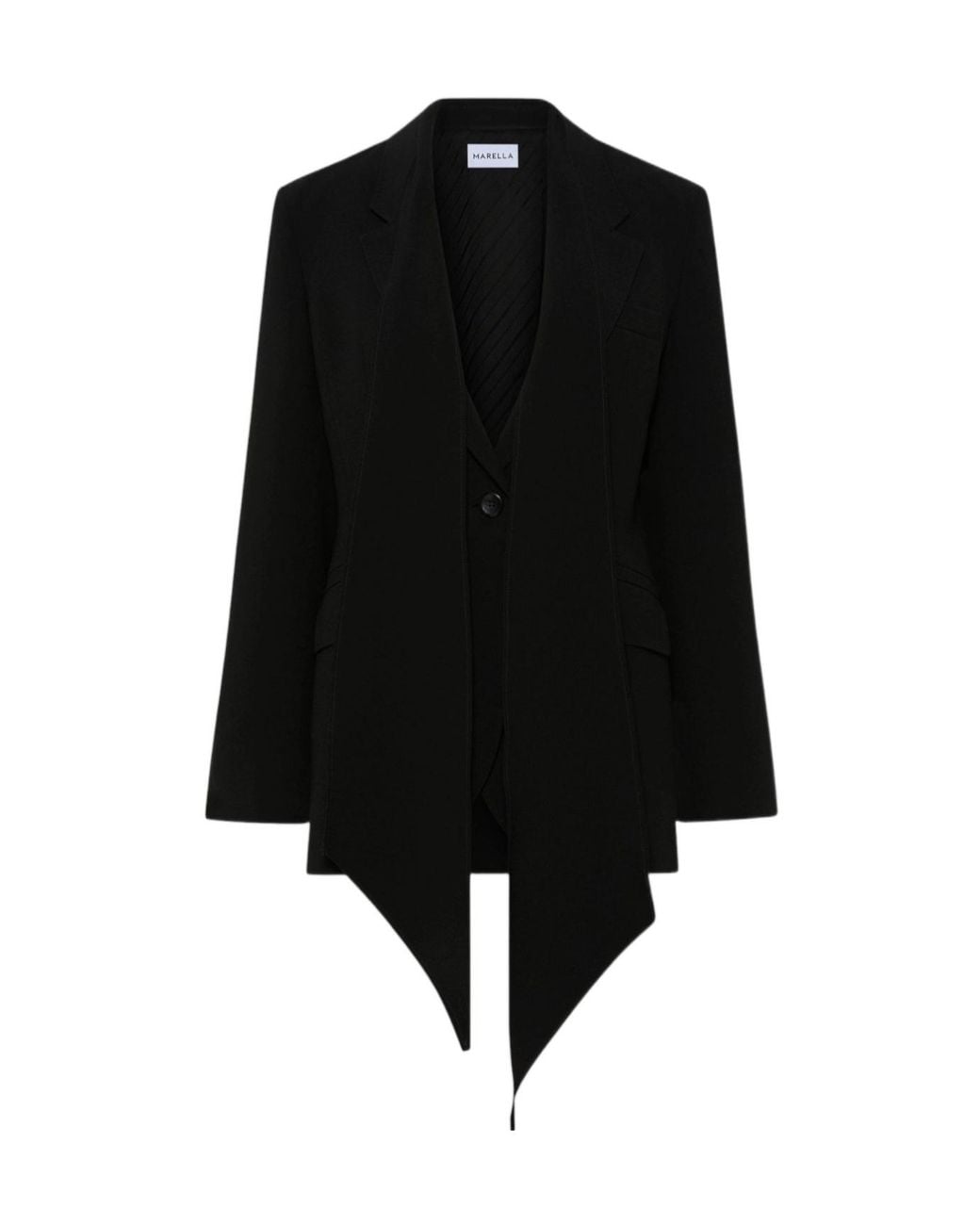 Marella Black Scarf Detailed Blazer