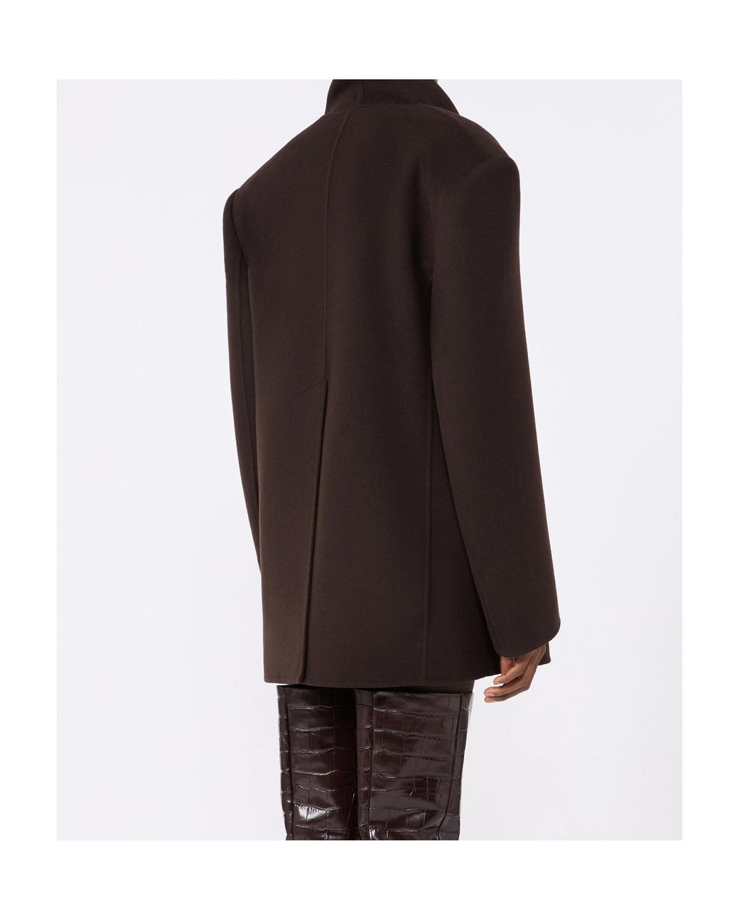 Sportmax Brown High-Neck Virgin Wool Jacket
