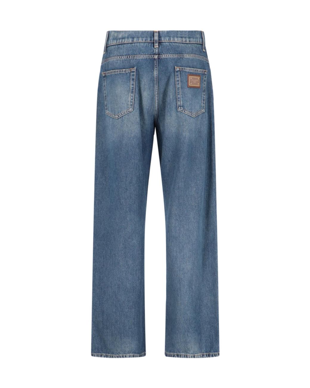 Dolce & Gabbana Blue Logo Plaque Straight Leg Jeans for men