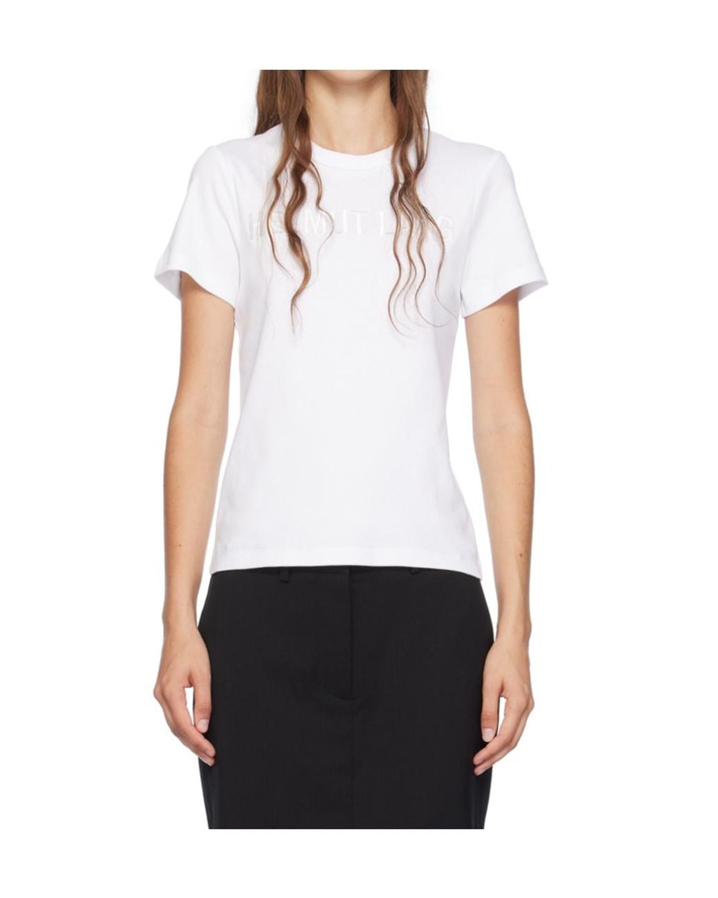 Helmut Lang White Logo-Embroidered T-Shirt