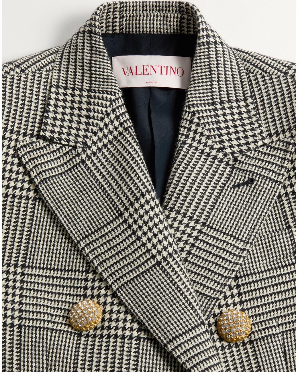 Valentino Gray Double-Breasted Checked Blazer