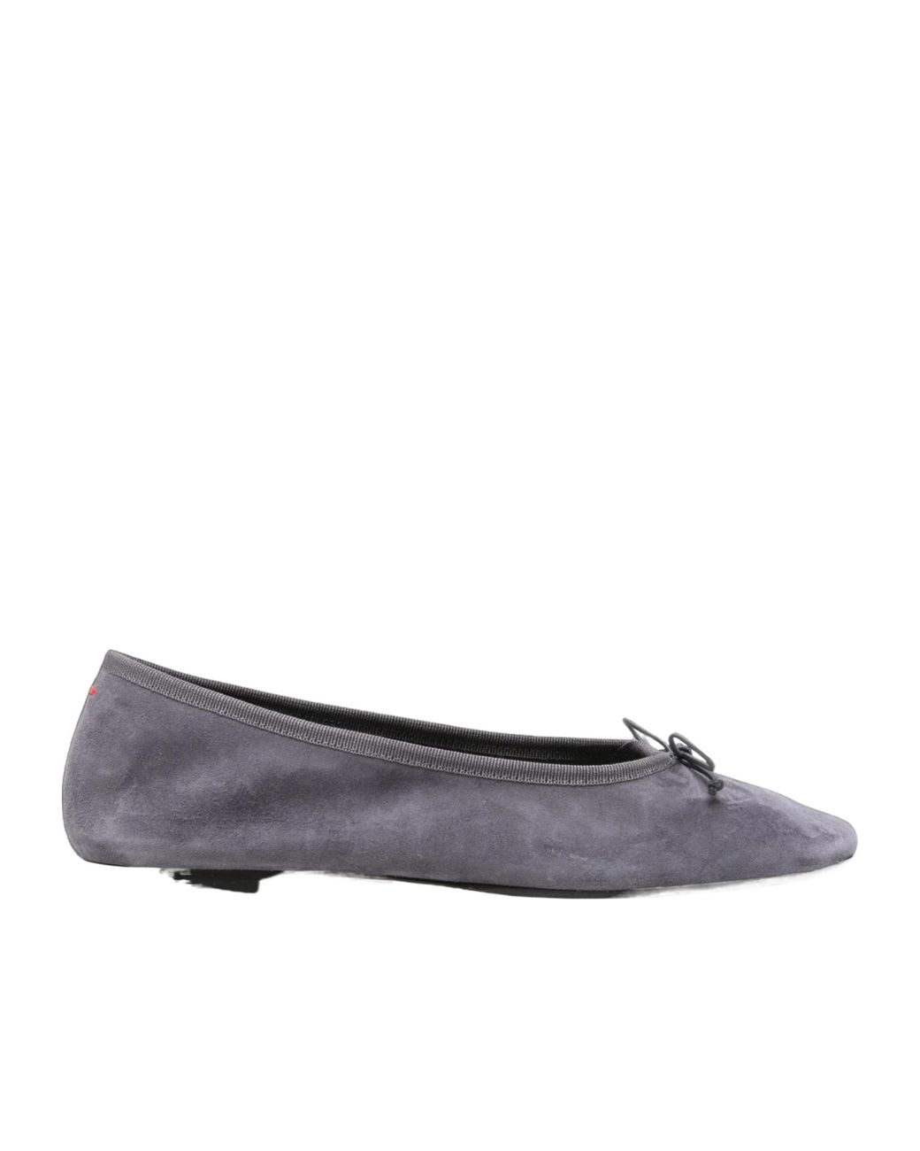 Aeyde Gray Tiby Bow-Detail Suede Ballet Flats
