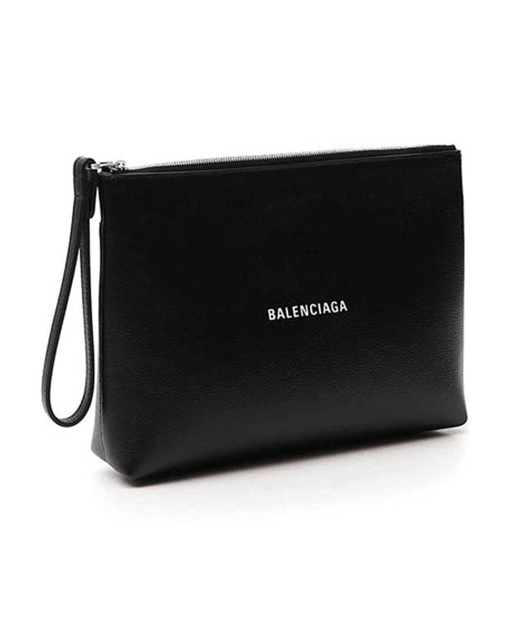 Balenciaga Black Logo Print Clutch for men