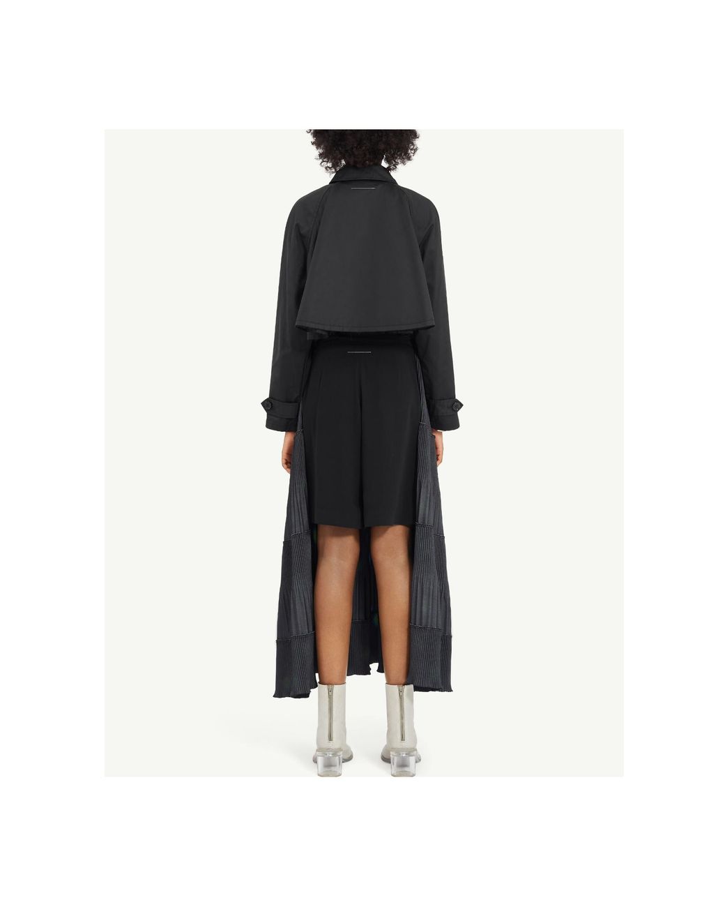 MM6 by Maison Margiela Black Raw-Cut Hem Cropped Jacket