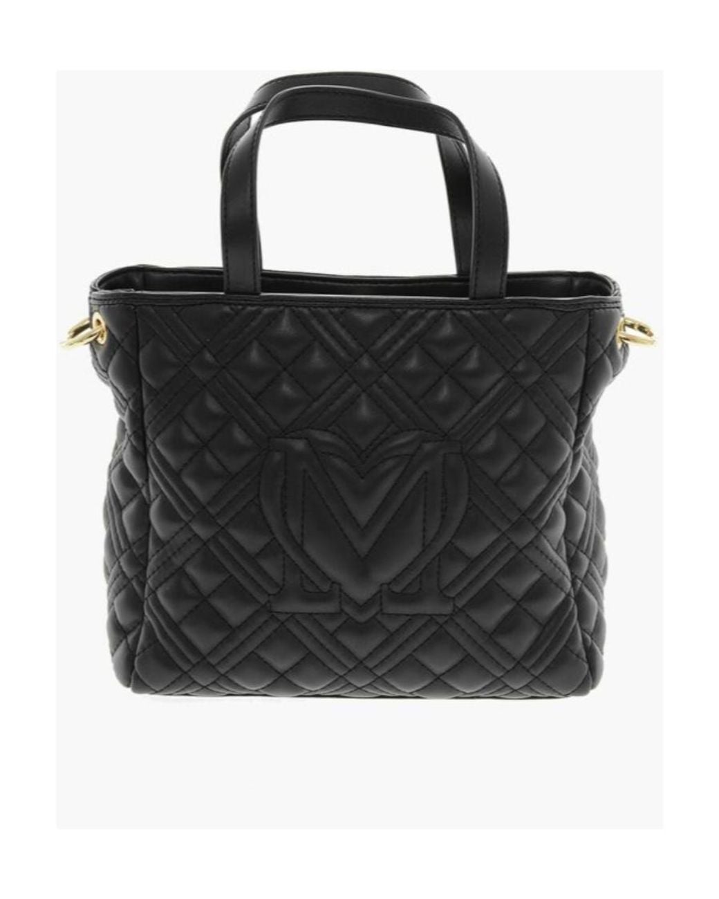 Moschino Black Quilted Logo-Plaque Tote Bag