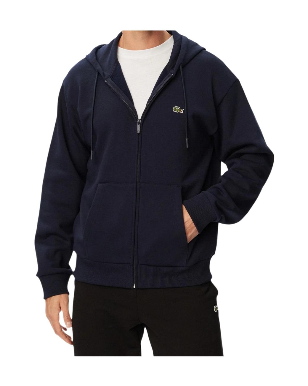 Lacoste Blue Zip-Up Logo Hoodie for men