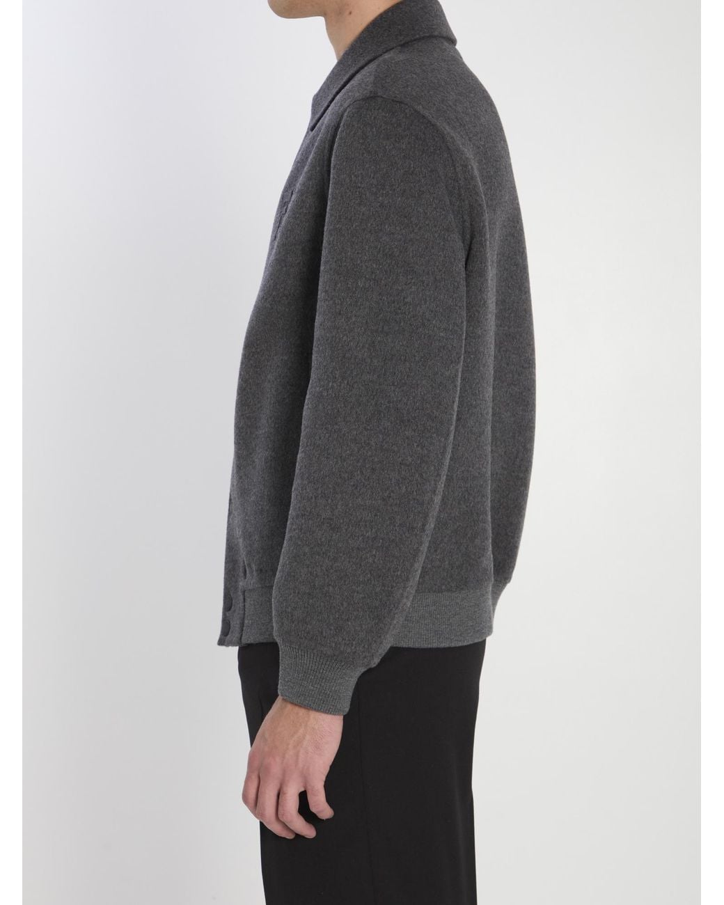 Fendi Gray Double Wool Jacket With Ff Detail for men
