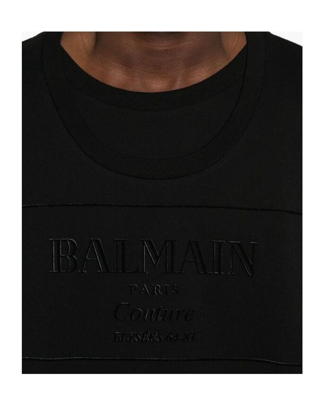 Balmain Black Big Couture Label Flock T-Shirt, Regular Fit for men