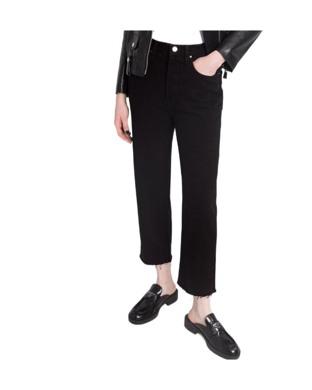Totême Black Cropped Straight-Leg Jeans