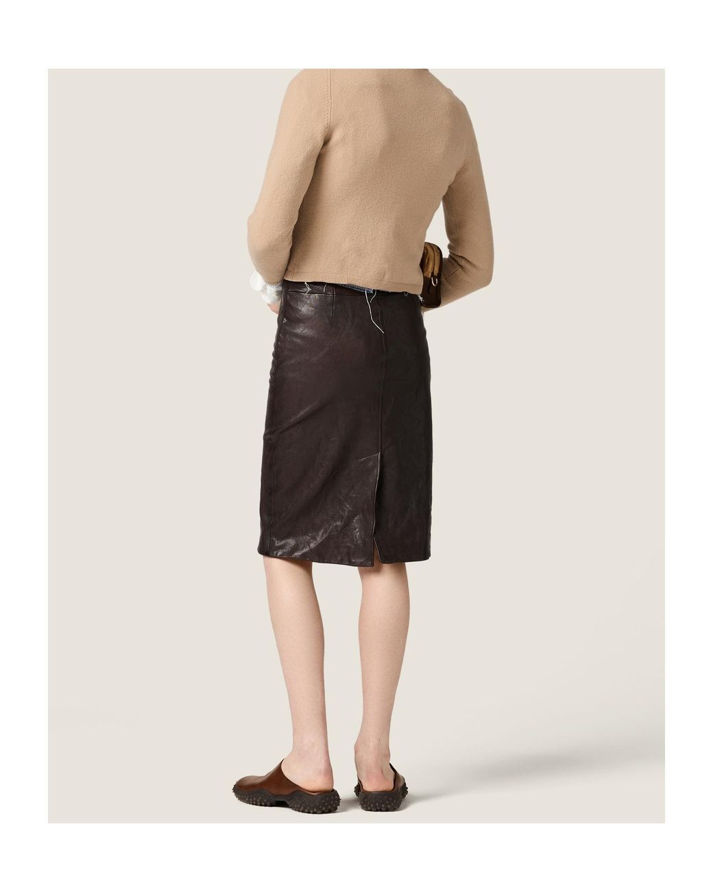 Miu Miu Brown Leather Skirt