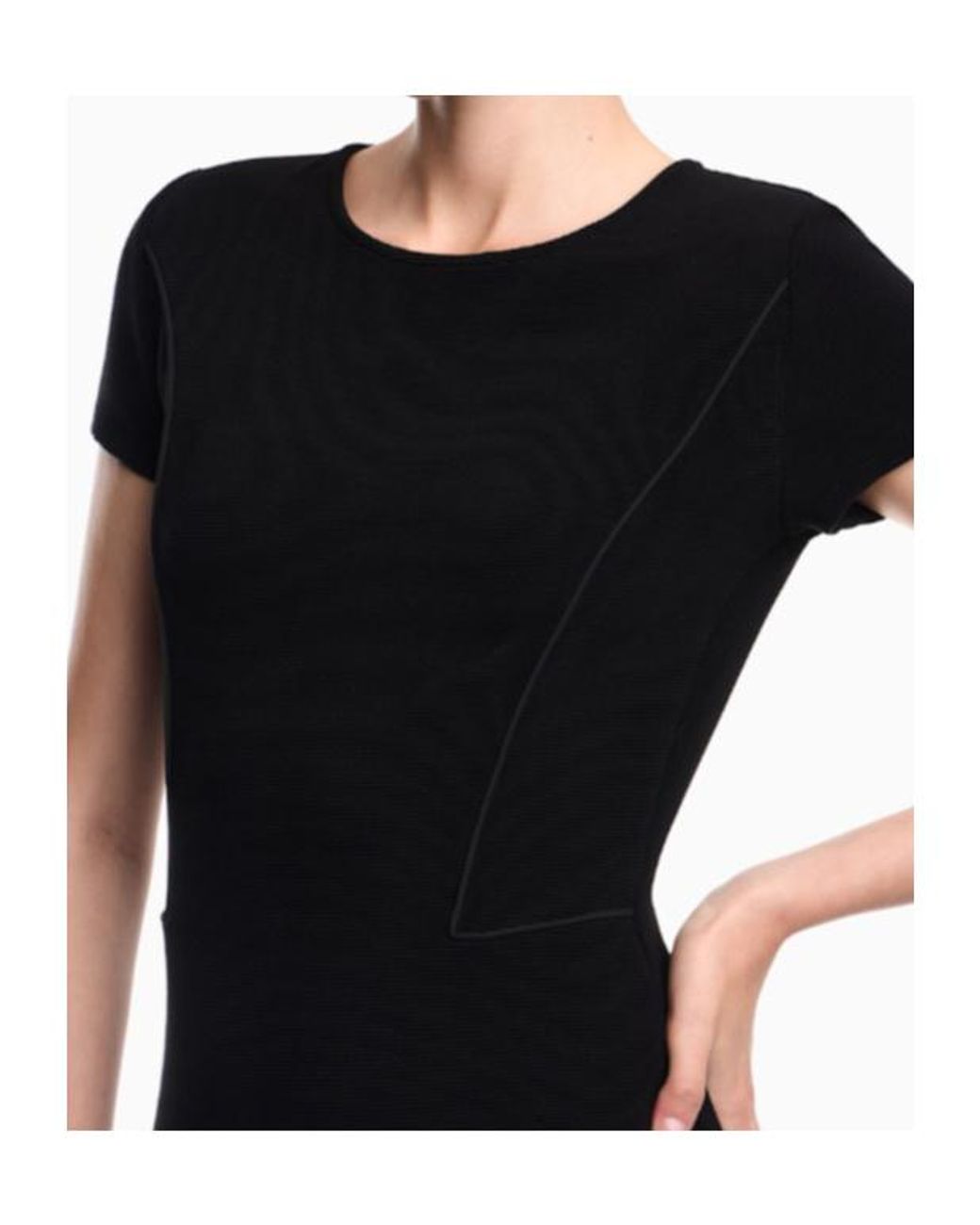 Emporio Armani Black Short-Sleeve Fitted Dress