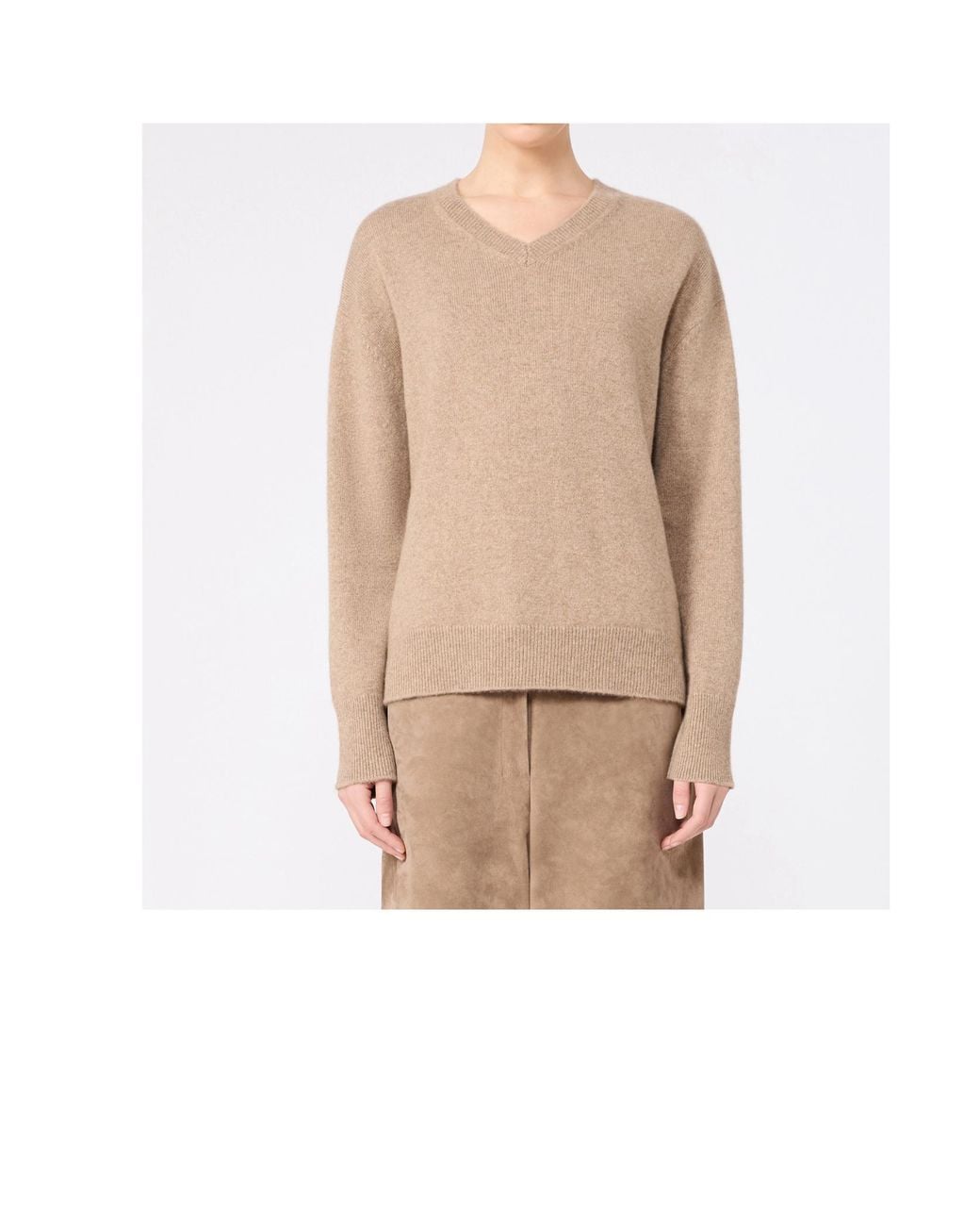 Max Mara Natural Fata V-Neck Knitted Sweater