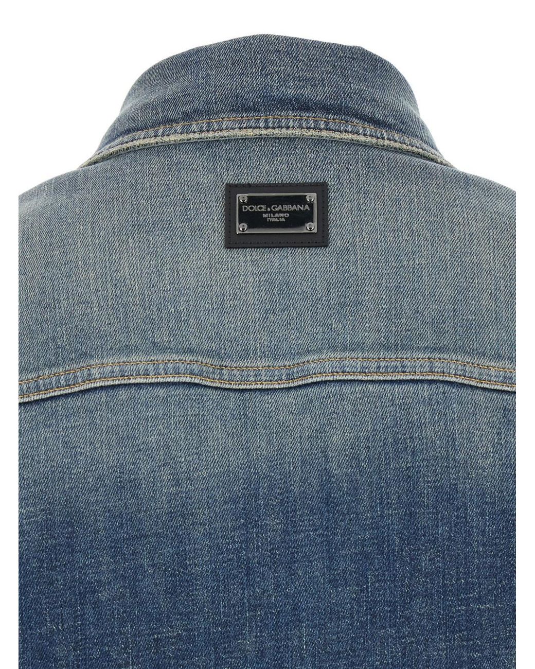 Dolce & Gabbana Blue Collared Button-Up Denim Jacket for men