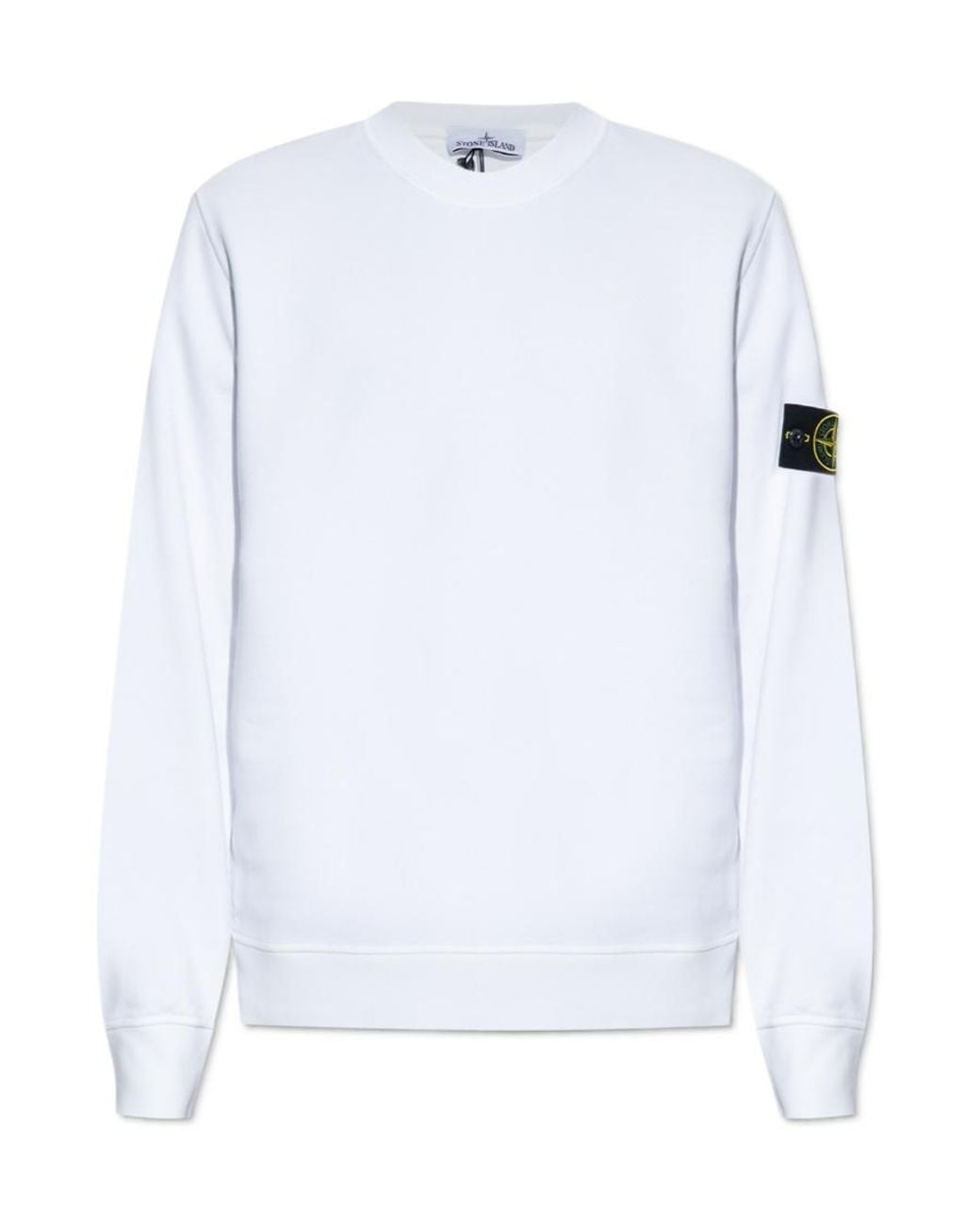 Stone Island White Compass Patch Crewneck Sweatshirt for men