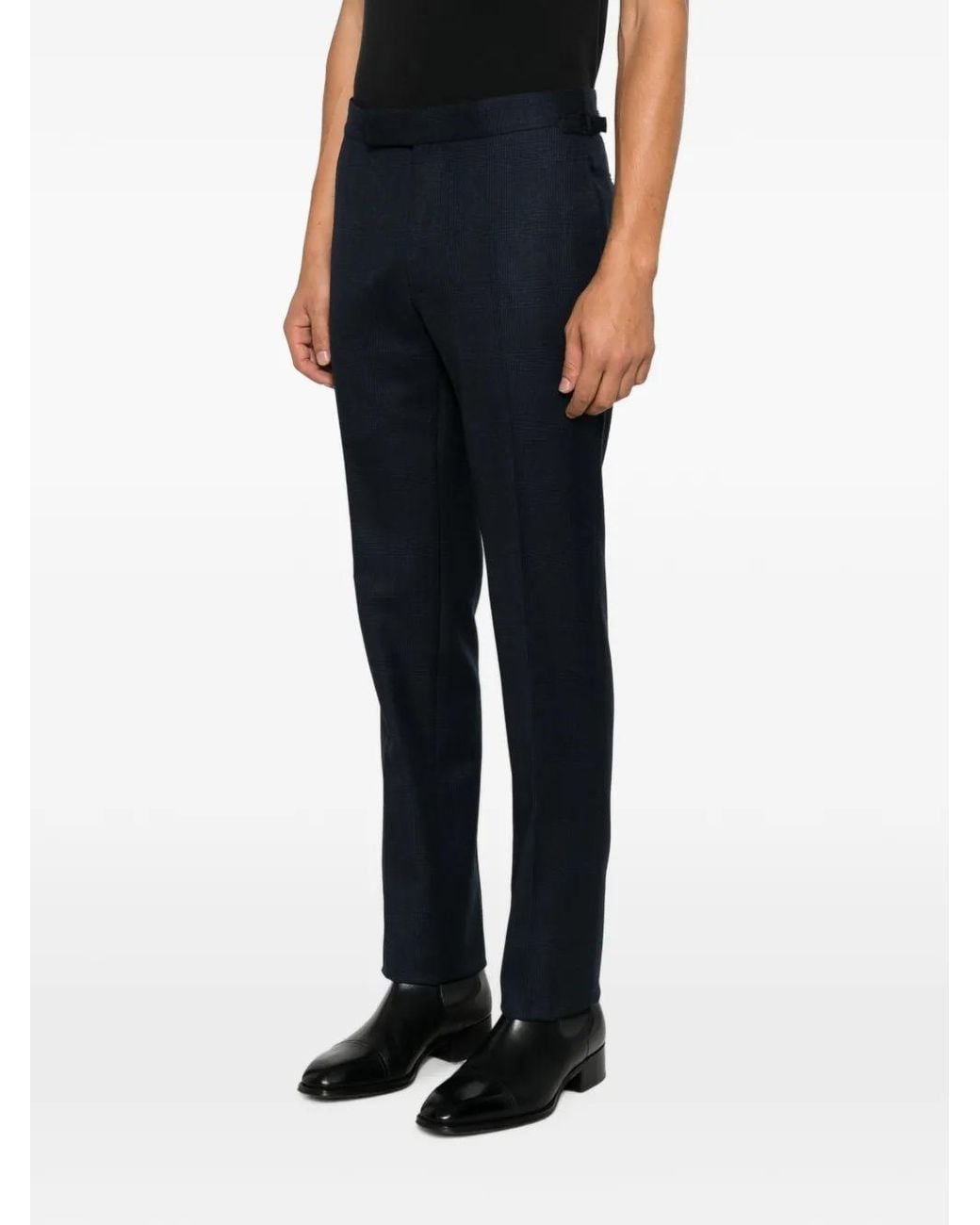 Tom Ford Blue Checked Trousers for men
