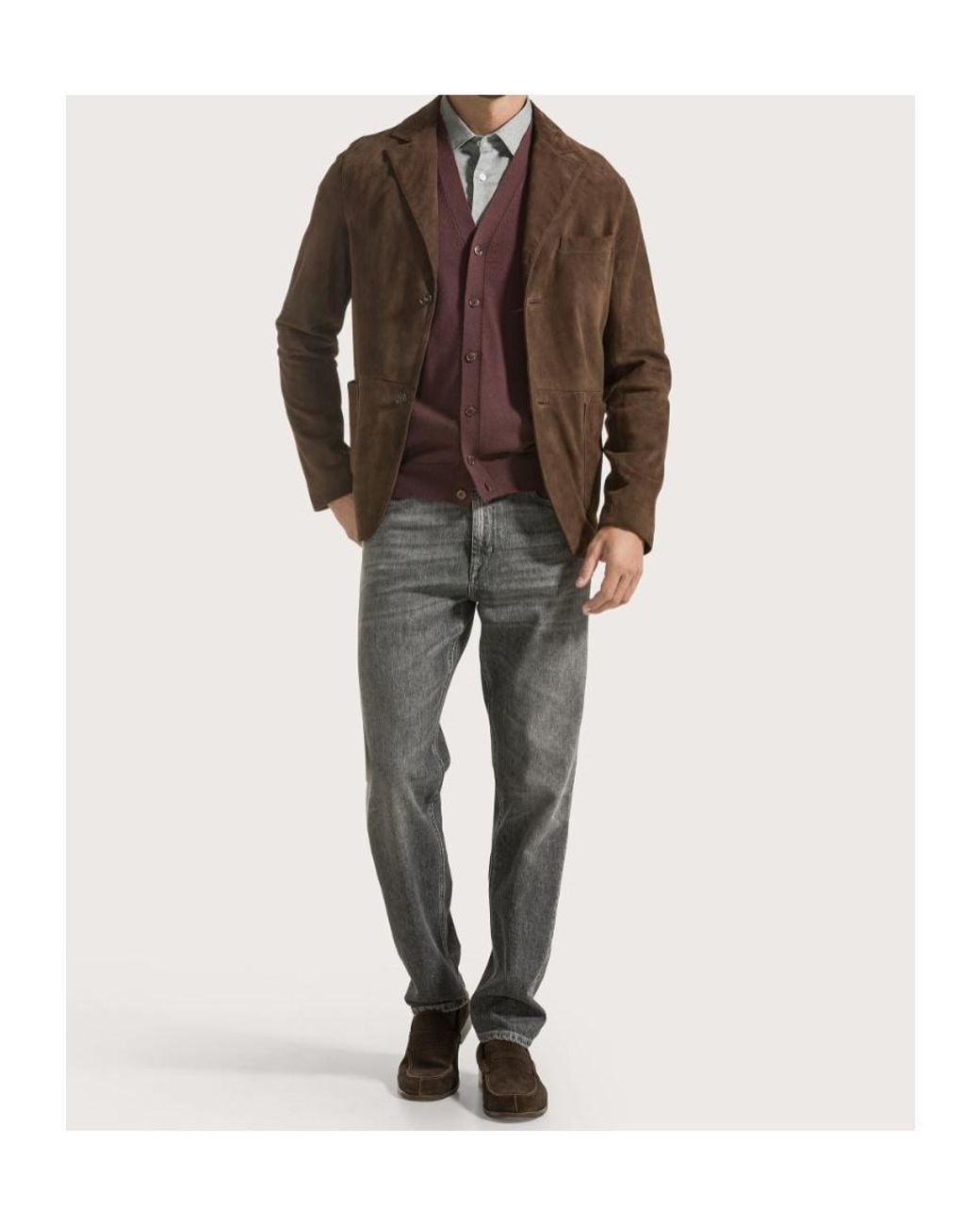Seventy Brown Suede Two-Button Blazer for men