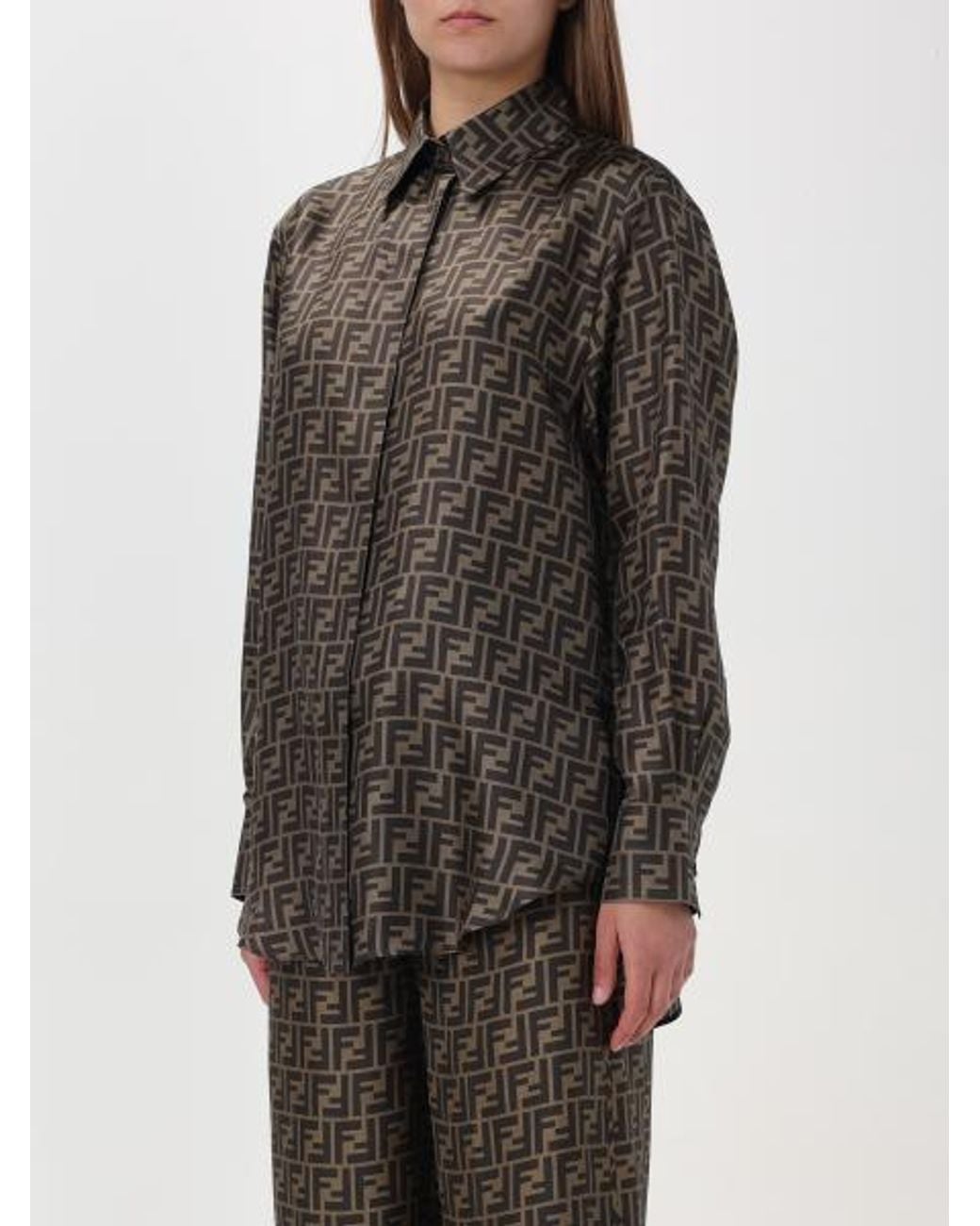 Fendi Brown Ff Silk Shirt