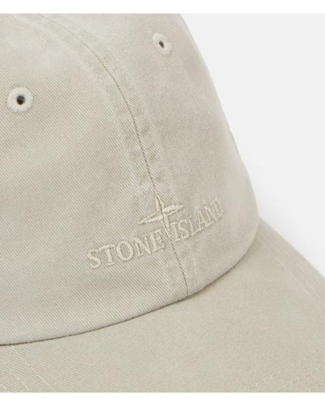 Stone Island White Curved Brim Baseball Cap for men