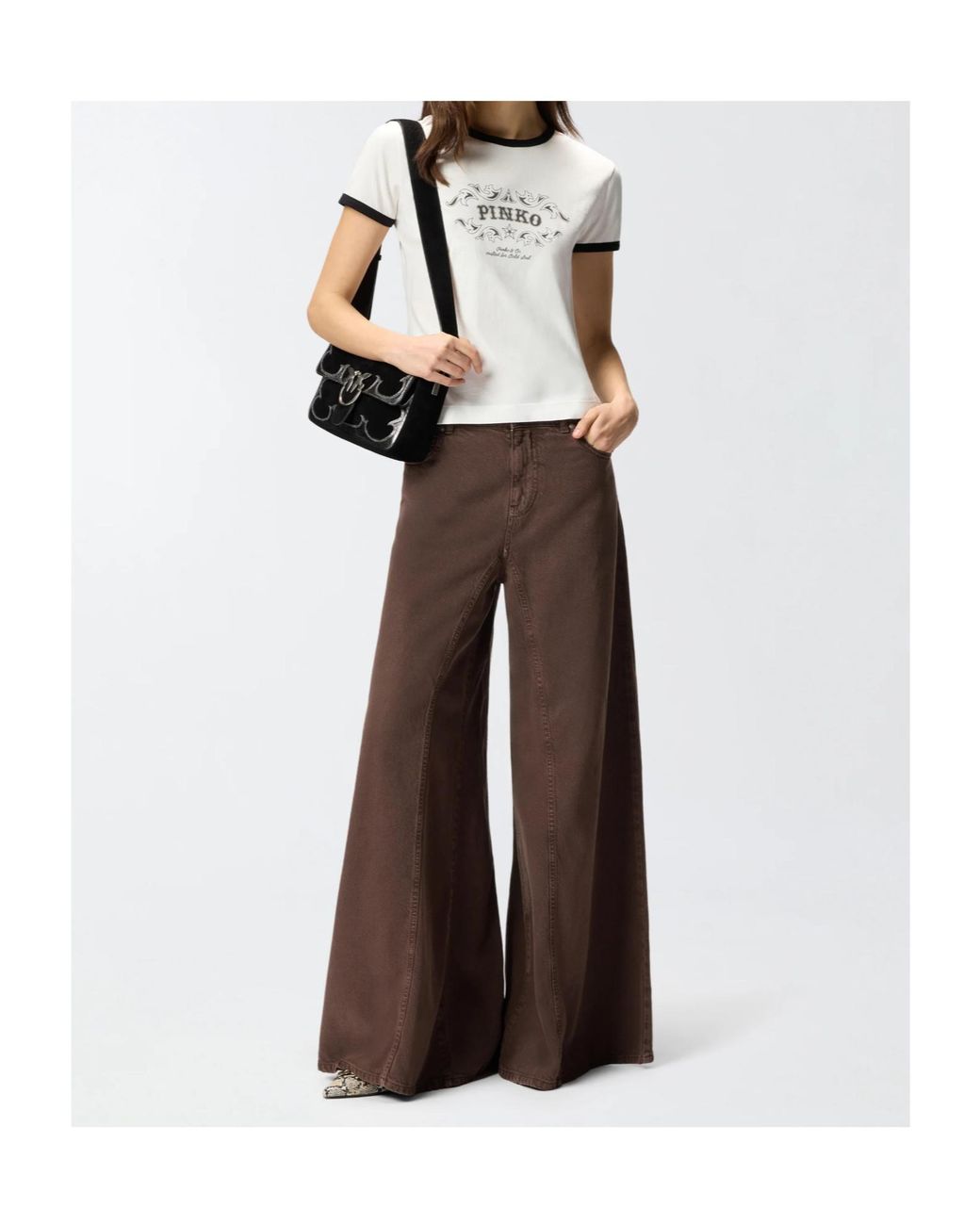 Pinko White Contrast Trim Logo T-Shirt