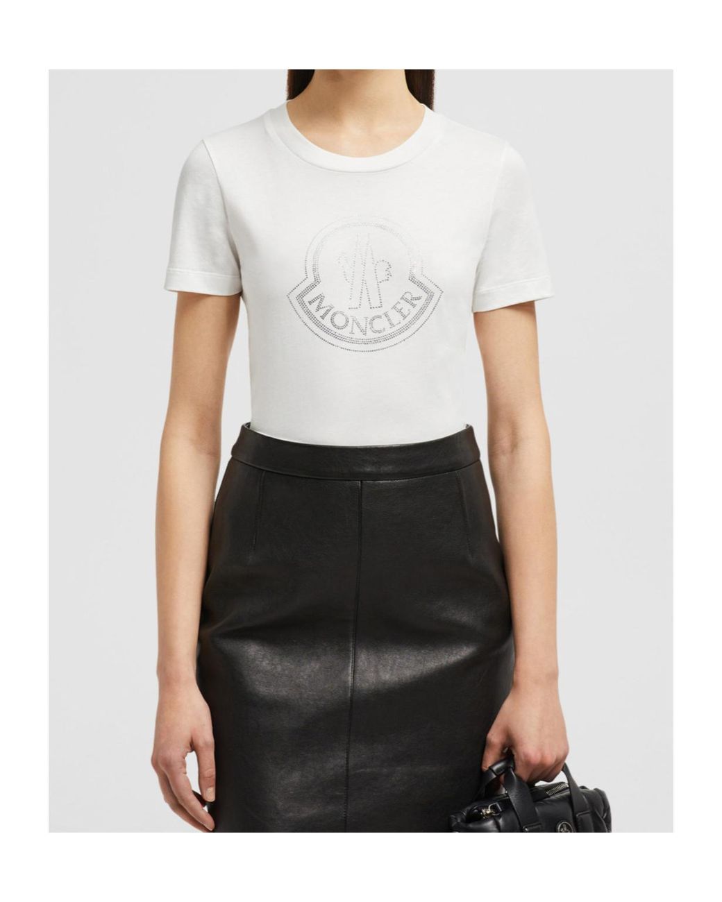 Moncler White Logo Embellished Crewneck T-Shirt