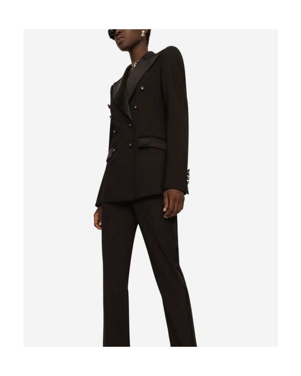 Dolce & Gabbana Black Dg Button Satin Tuxedo Jacket