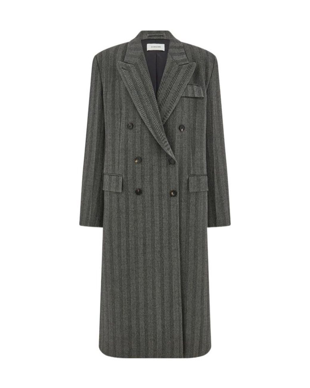 Ferragamo Gray Ferragamo Oversized Double Breasted Chevron Coat