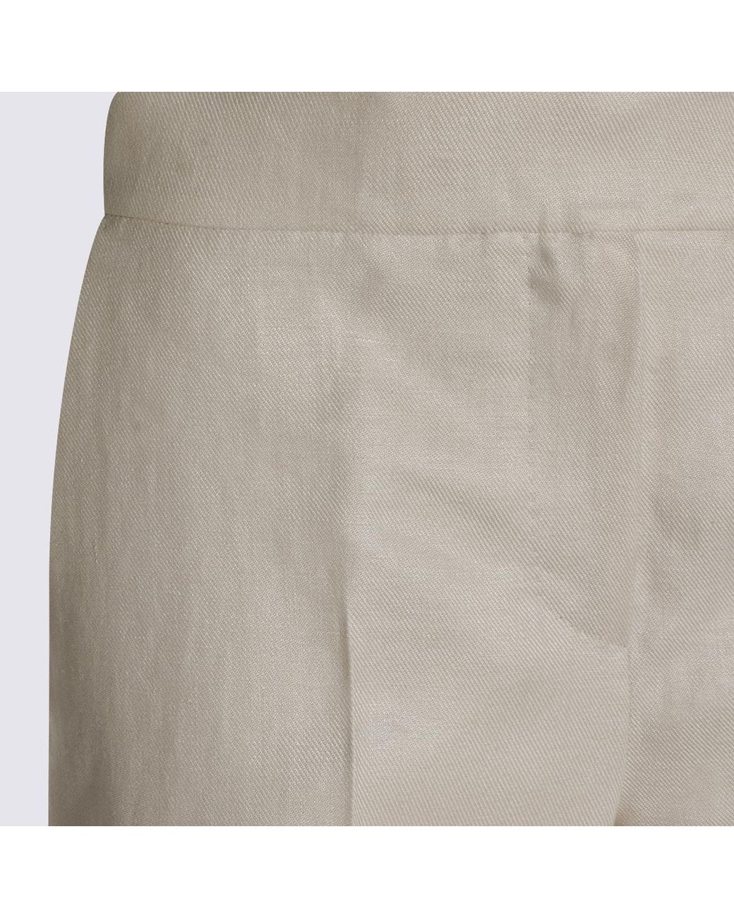 Max Mara White Badesse Tailored Linen Trousers