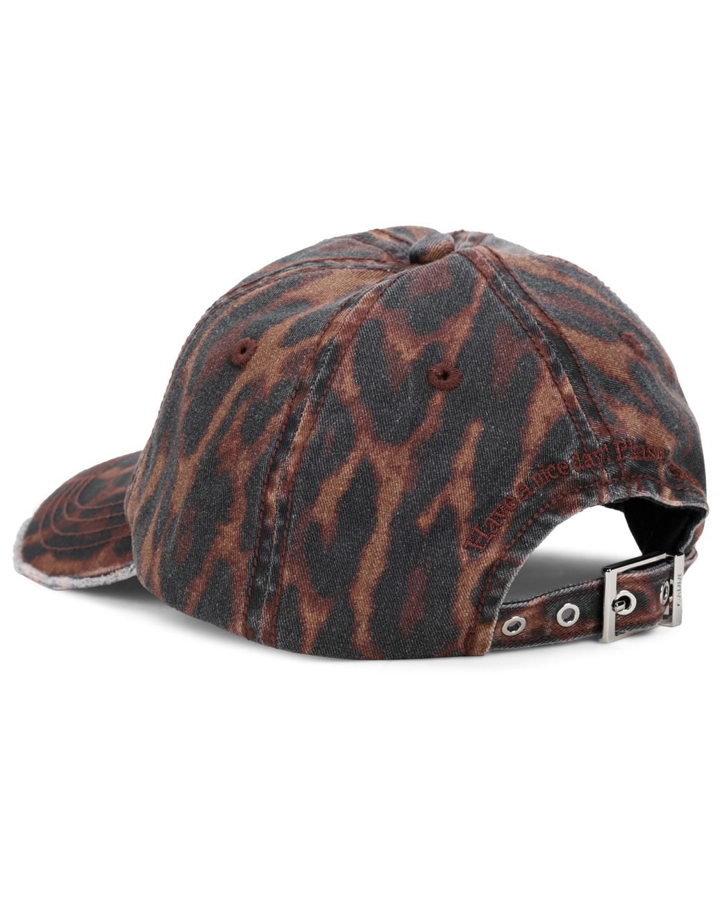 Ganni Brown Frayed Logo Baseball Cap