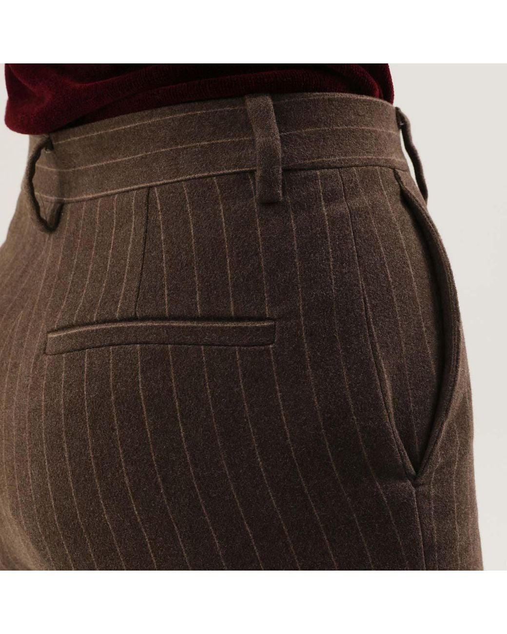 1989 STUDIO Brown Pinstriped Flared Pants