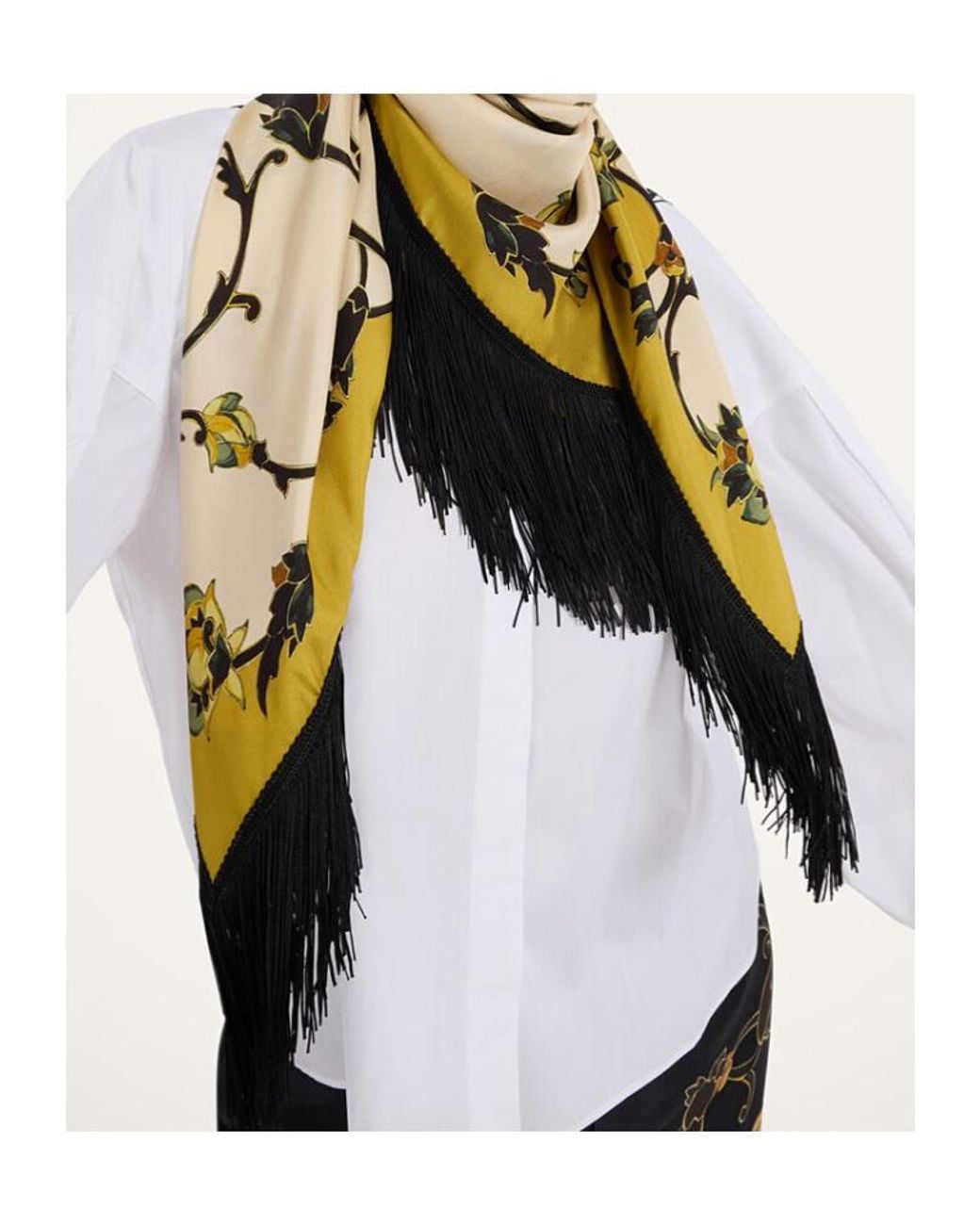 LaDoubleJ White Reversible Fringe Foulard 90