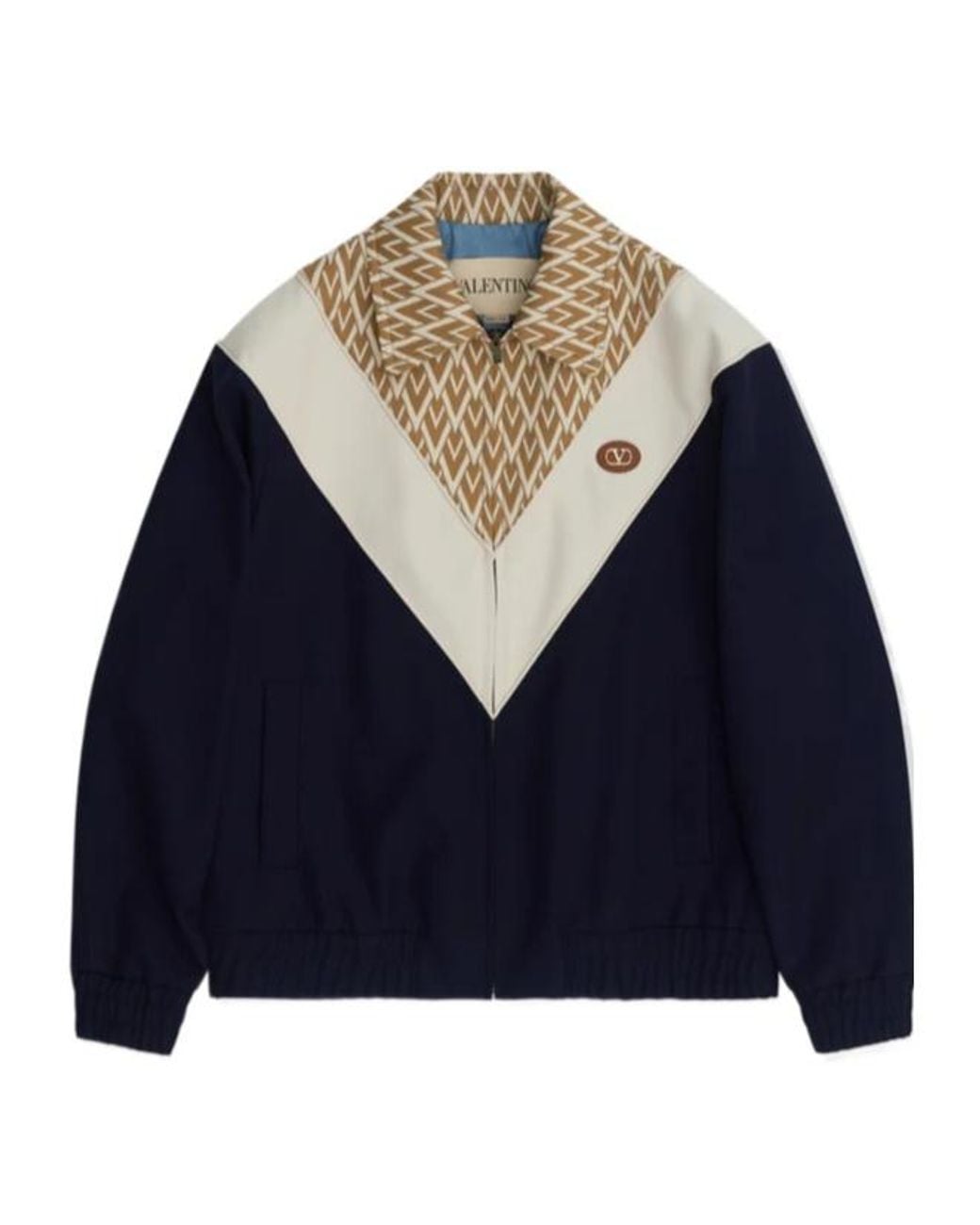 Valentino Blue Vlogo Patch Zip-Up Jacket for men