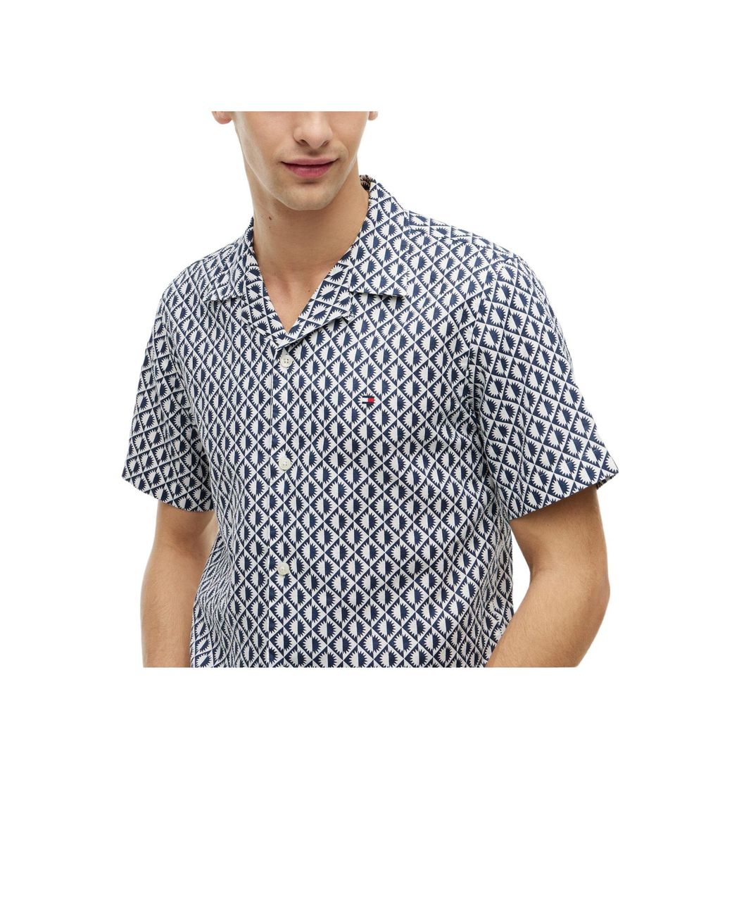 Tommy Hilfiger Blue Shortsleeve Printed Shirt for men