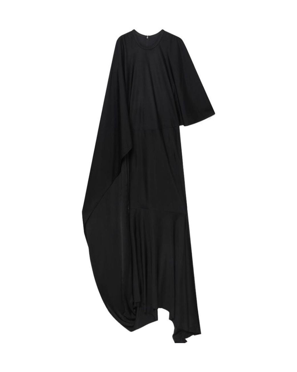Stella McCartney Black Asymmetrical Cape Sleeve Dress