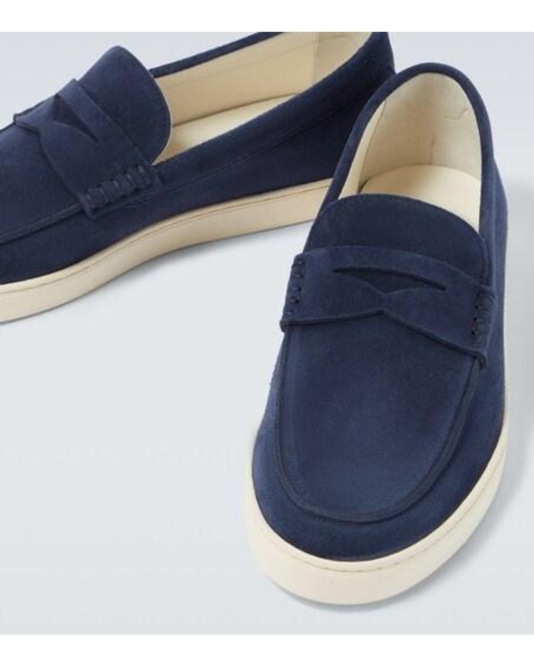 Brunello Cucinelli Blue Suede Slip-On Sneakers for men