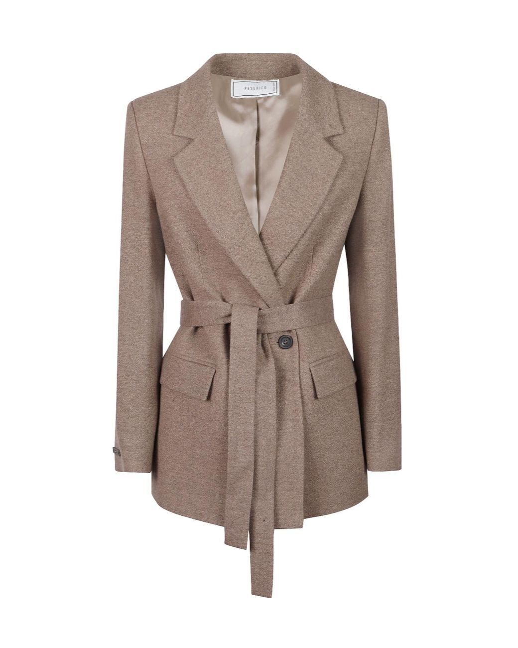 Peserico Brown Long-Sleeved Belted Blazer