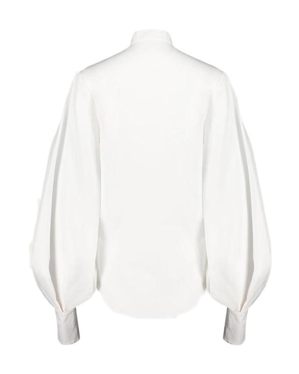 Balmain White Button-Up Puff Sleeved Poplin Shirt